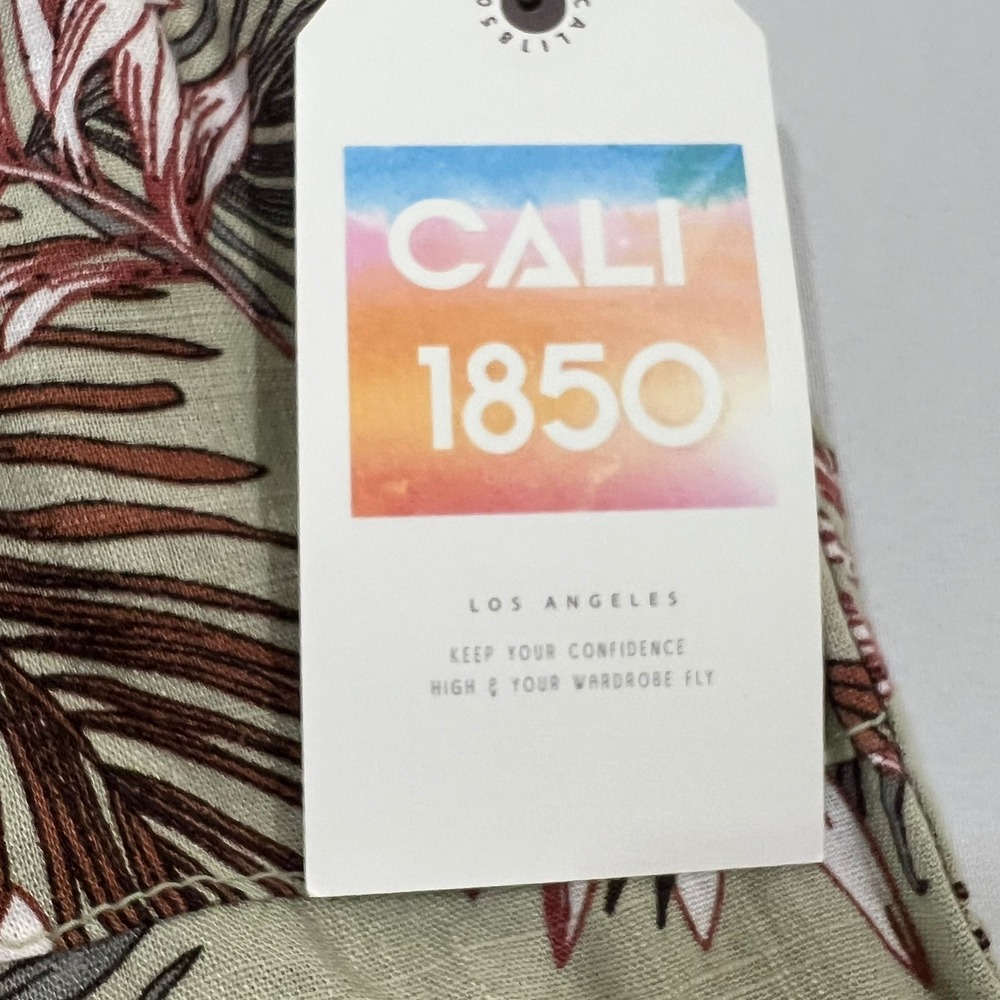 Cali 1850 Linen Blend Tropical Palm Print Beach Pants Sage Women's Size S NWT - Picture 5 of 14